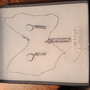 Cote d' Argent Sterling Silver CZ Necklace and Earring Set